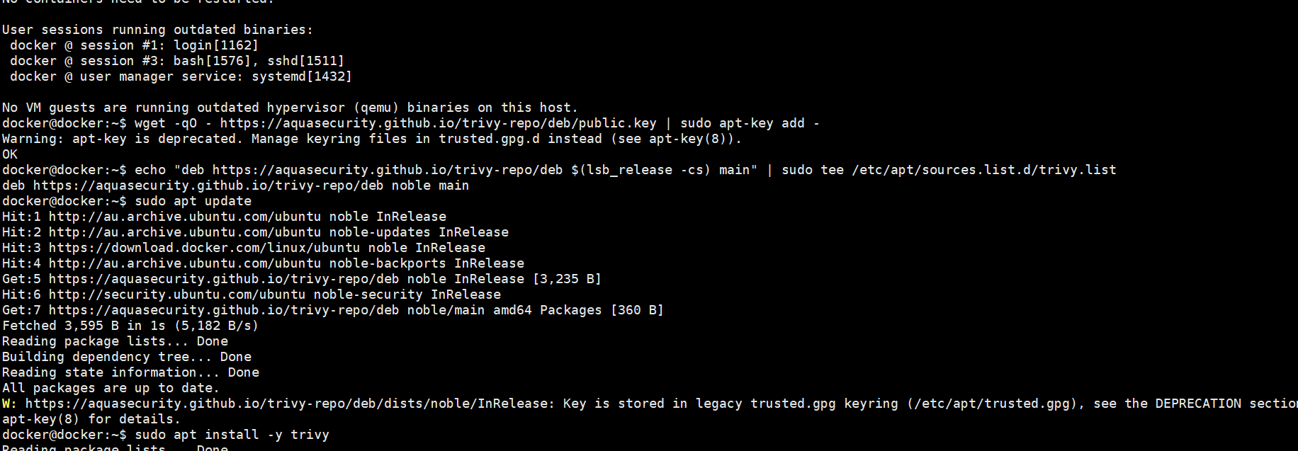 Trivy repository setup and installation on Ubuntu