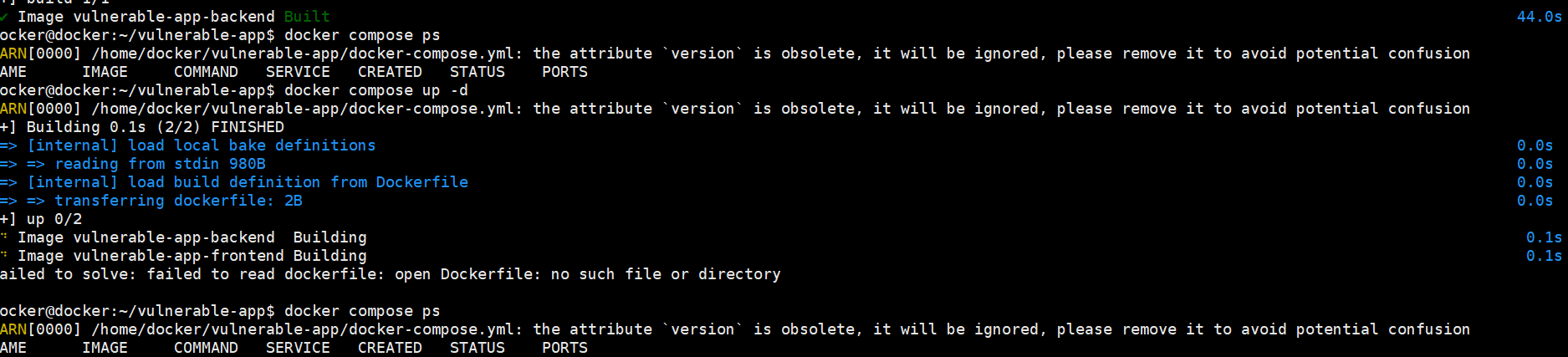Frontend Dockerfile still failing on docker compose up